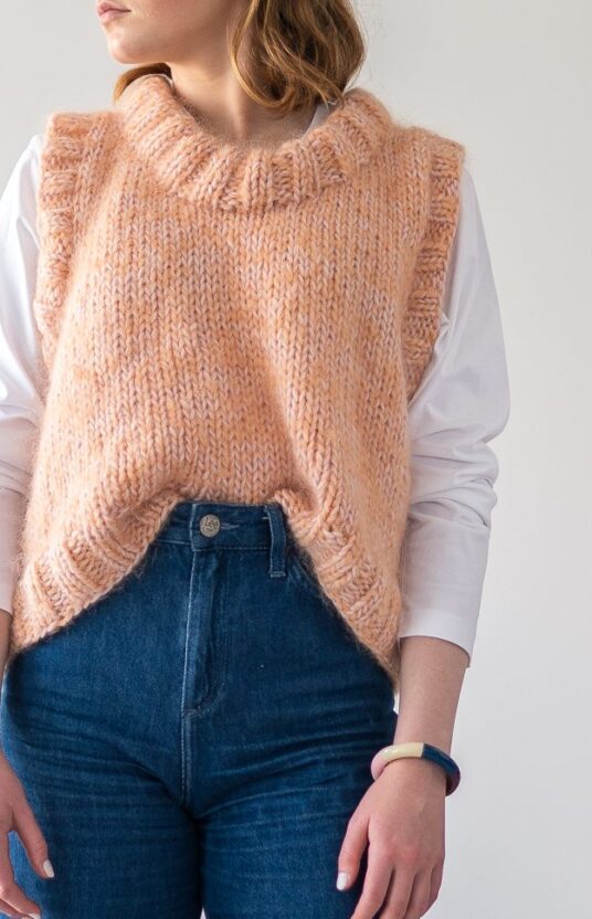 strikket vest dame oppskrift