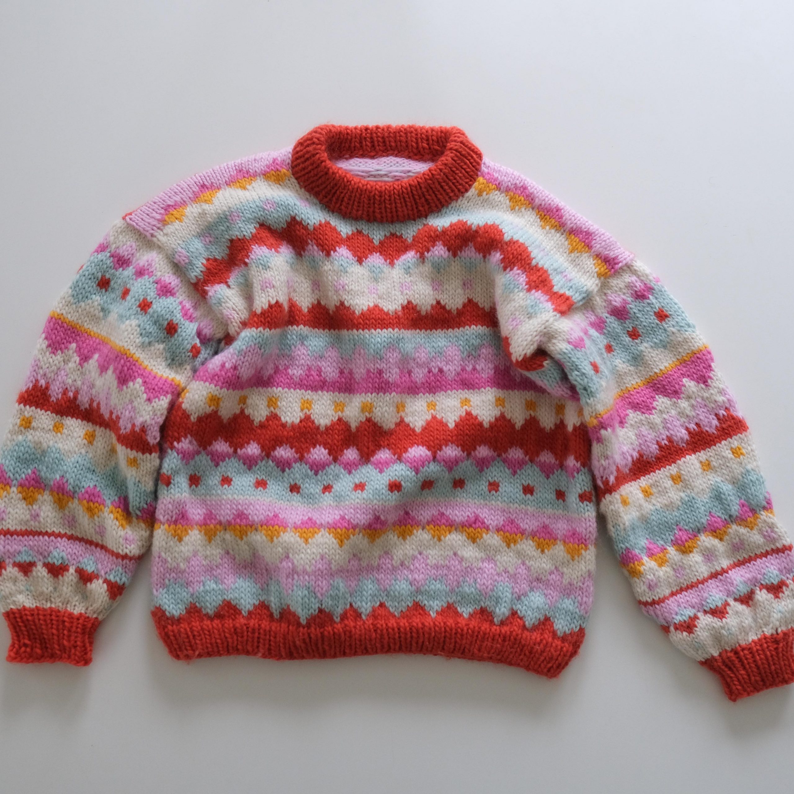 woolsweater women pattern colorful hiking sweater