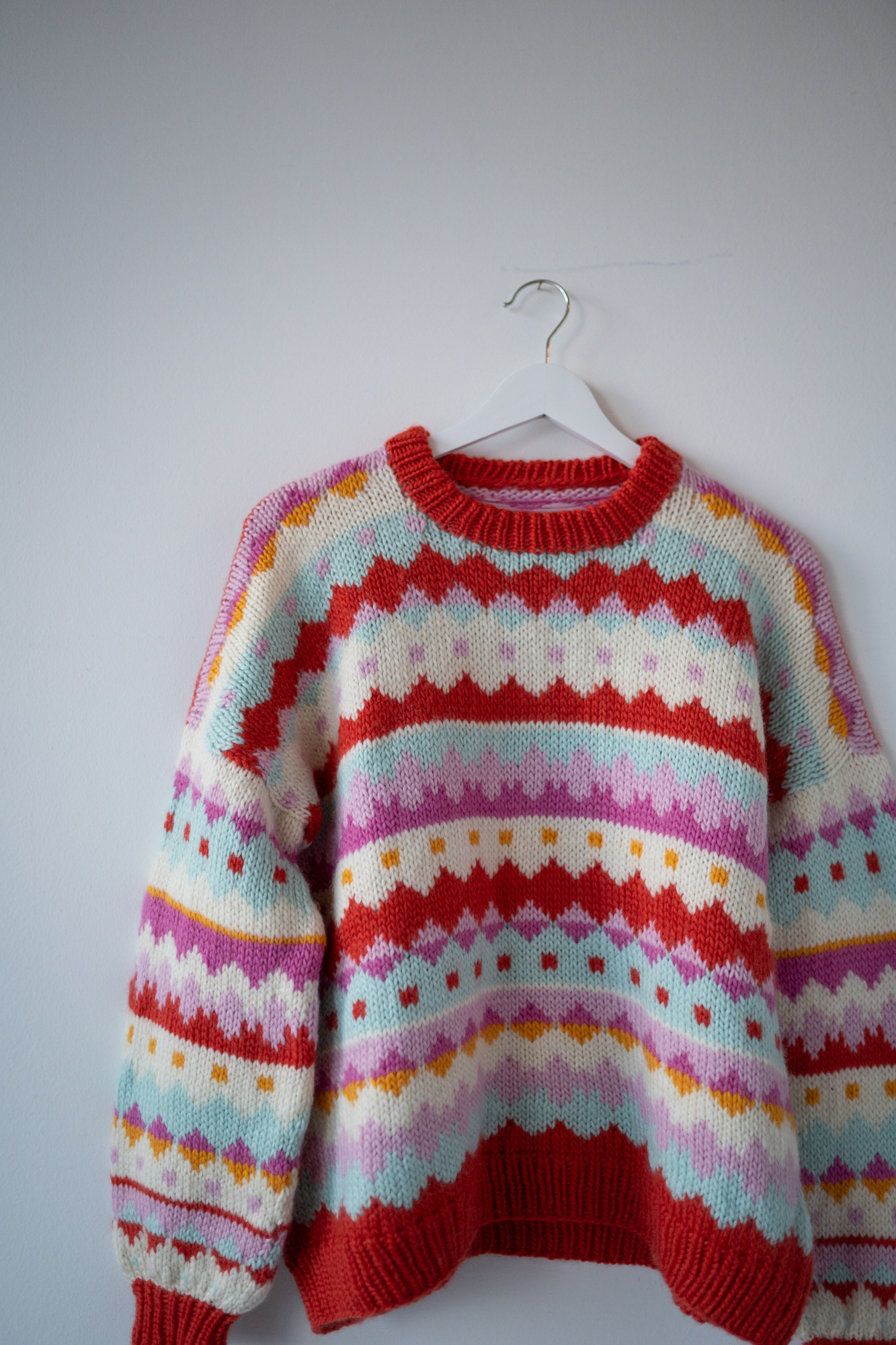 woolsweater women pattern colorful hiking sweater