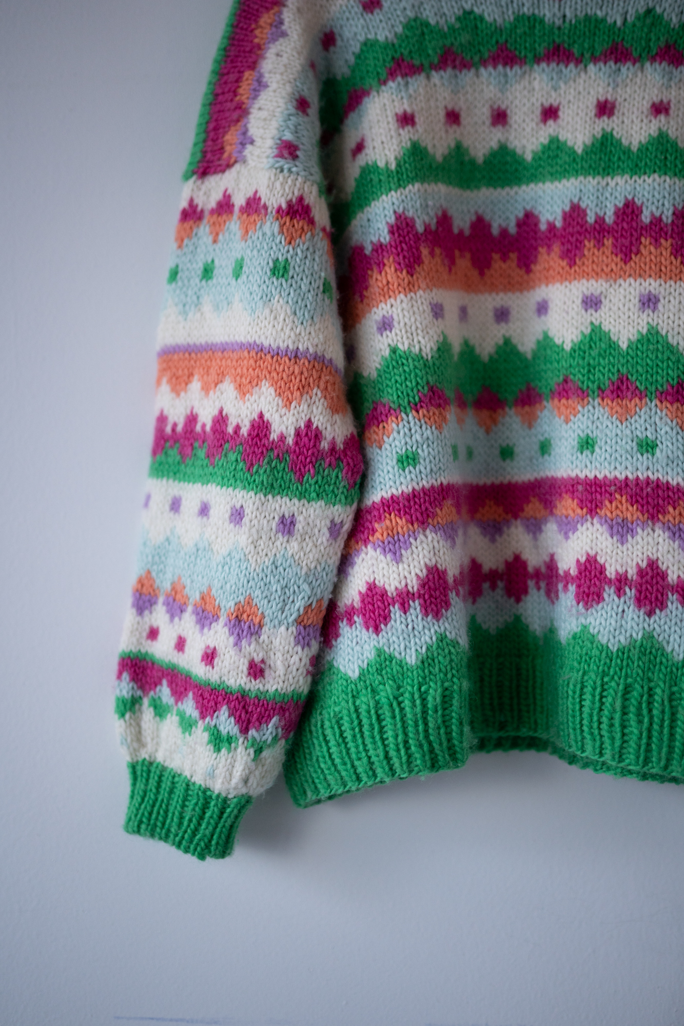 woolsweater women pattern colorful hiking sweater