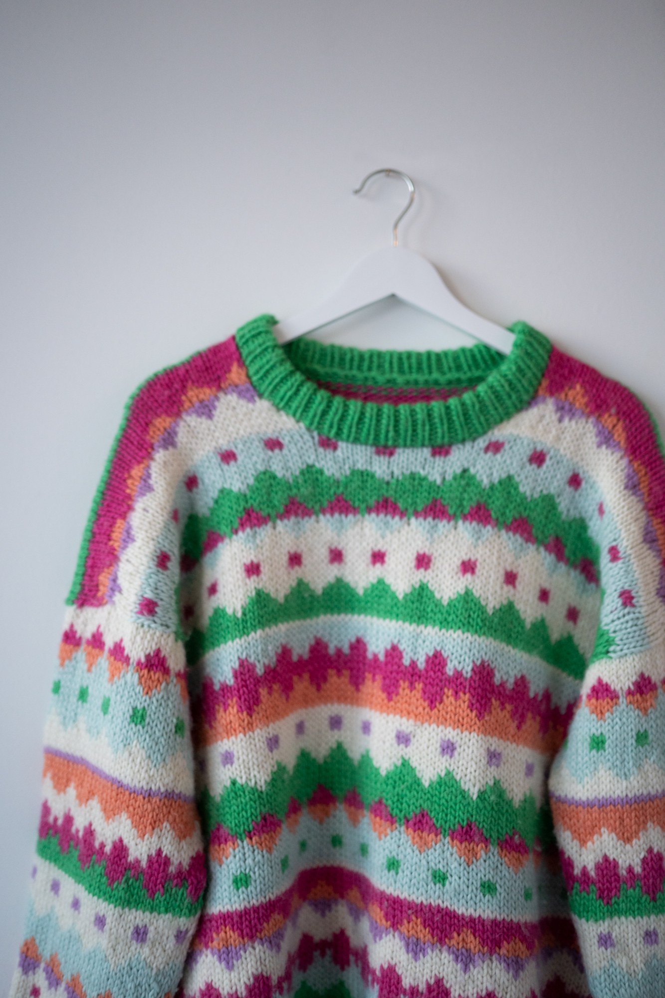 woolsweater women pattern colorful hiking sweater