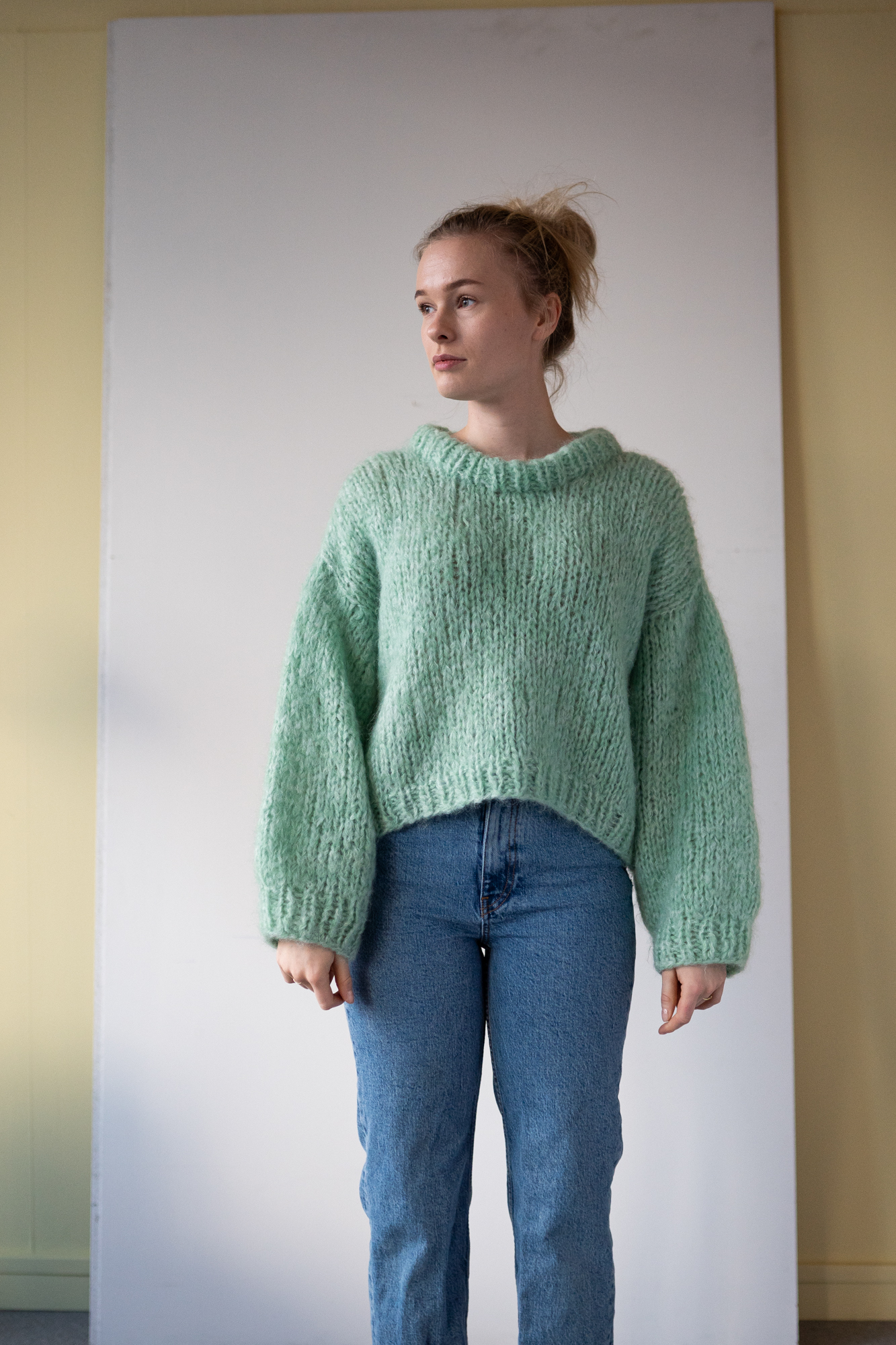 Double thread sweater knitting pattern fluff mohair