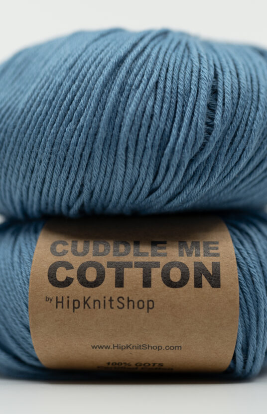 Blå farget økologisk bomullsgarn nettbutikk