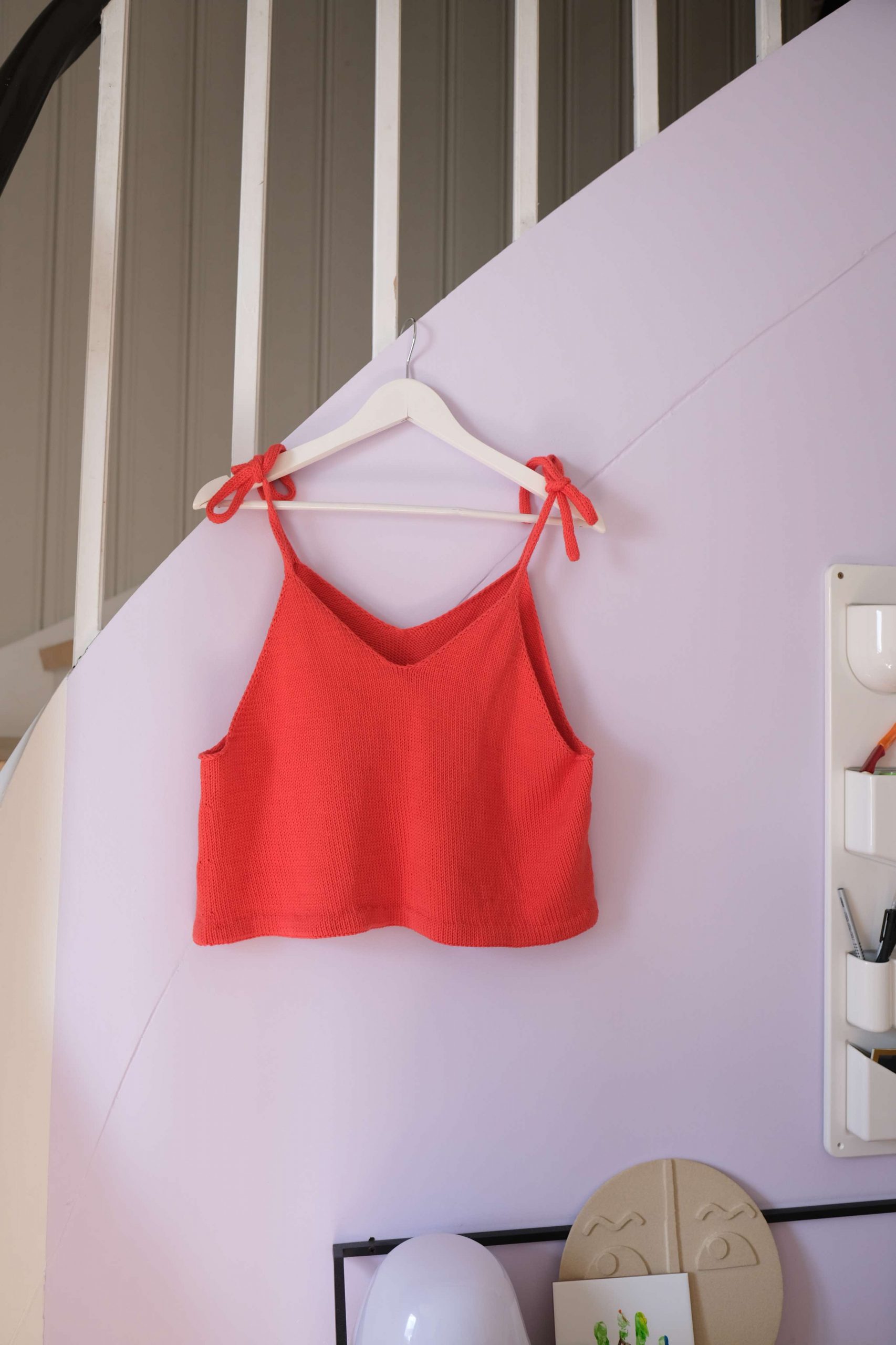 knitting pattern summer top in cotton icord straps