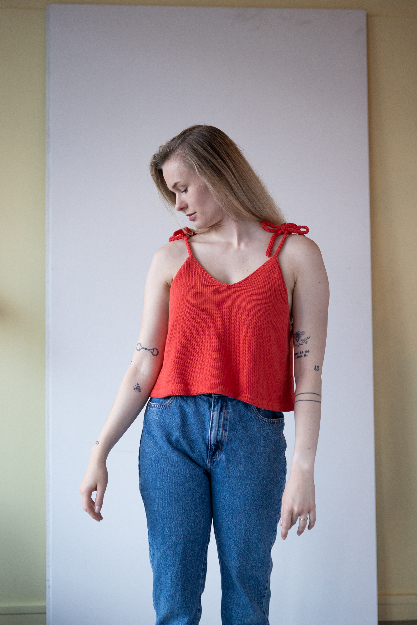 knitting pattern summer top in cotton icord straps