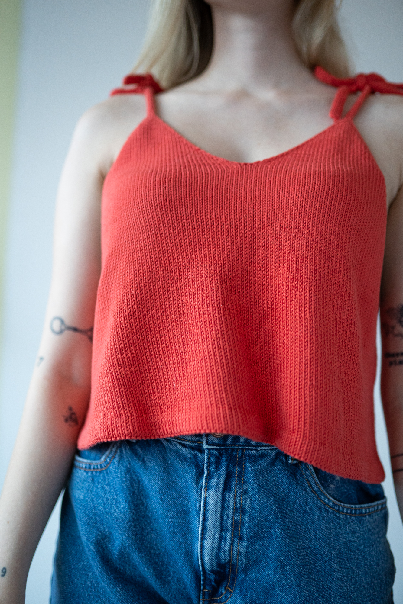 knitting pattern summer top in cotton icord straps