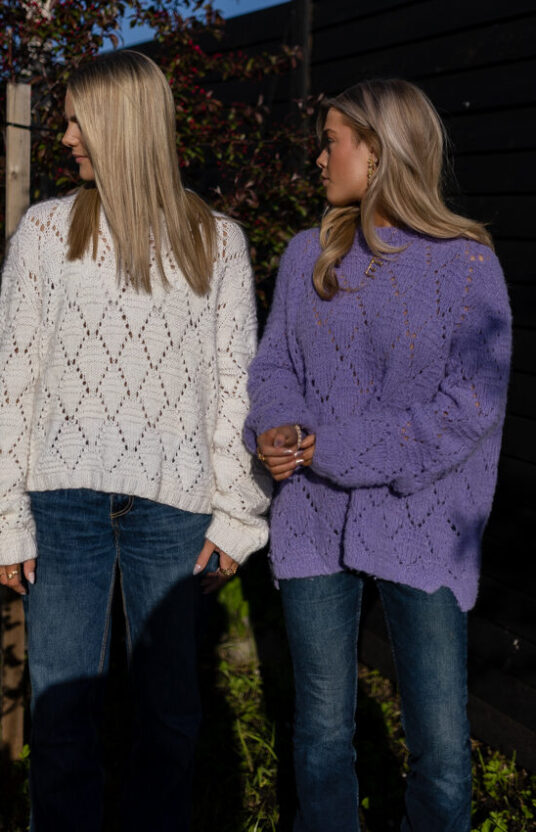 strikkegenser struktur børstet alpakka myk genser dame oppskrift