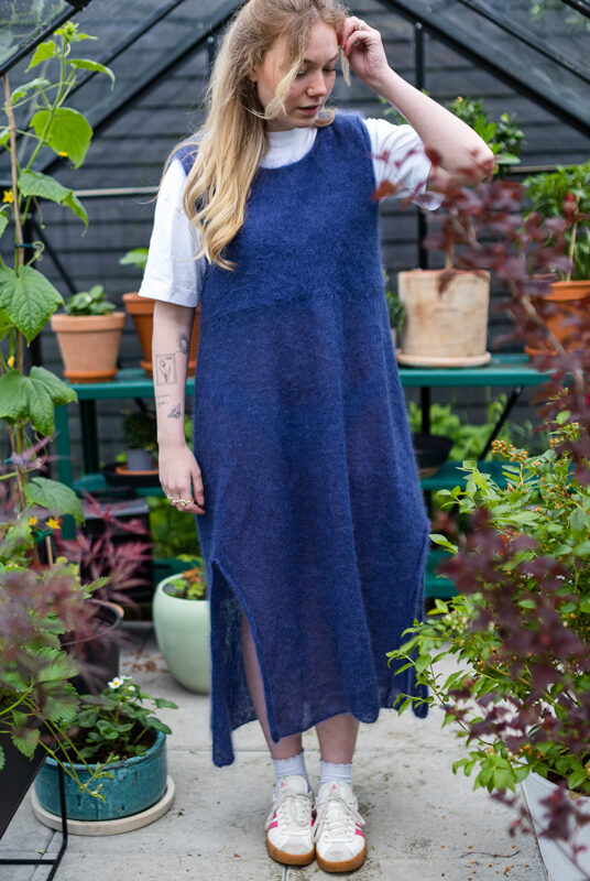 strikkeoppskrift kjole lang mohair inspirasjon