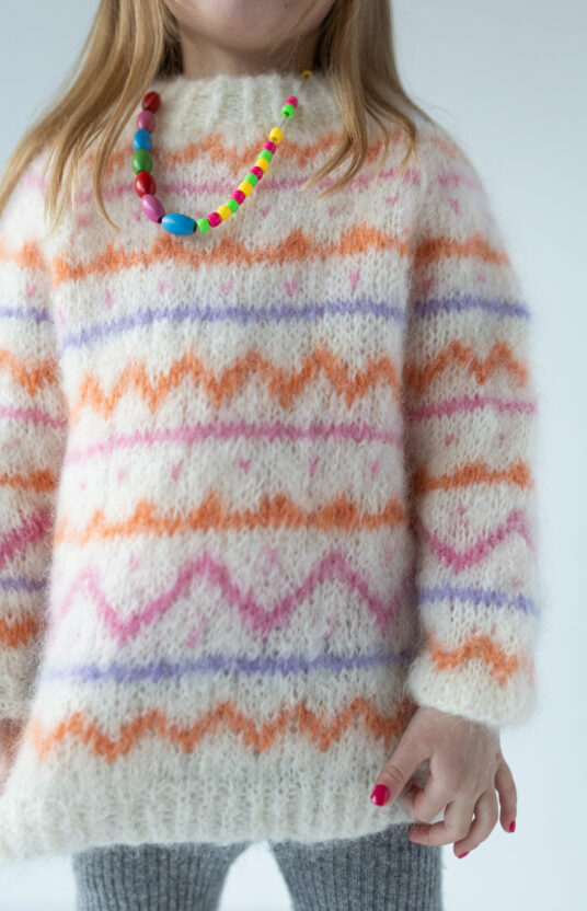 strikkegenser jente med mønster tivoli genser barnestrikk