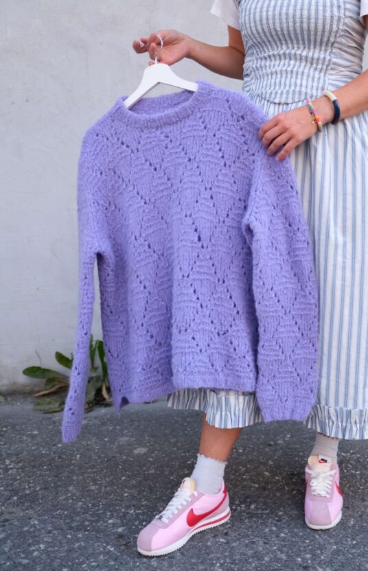 genser strukturstrikk børstet alpakka