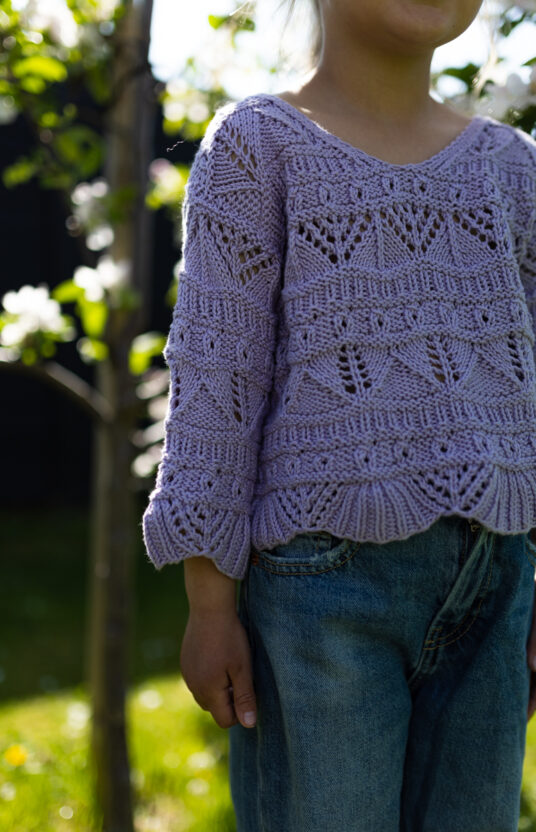 strikkeoppskrift genser barn i bomull med struktur