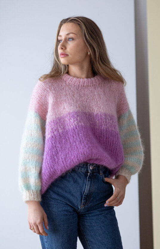 strikkeoppskrift enkel genser dame 80talls mohair strikk