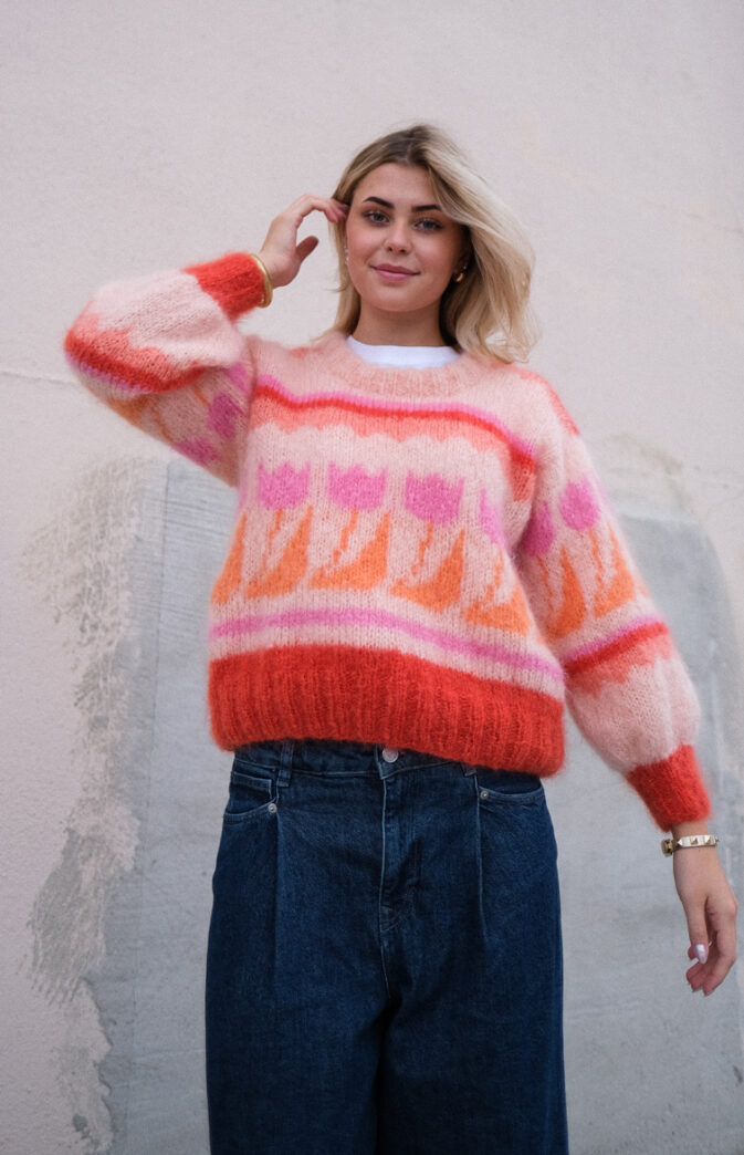 ニット+セーター 1980's melange mix mohair pink knit Boxy Mohair V-Neck Sweater - Pink Mix - Holzweiler