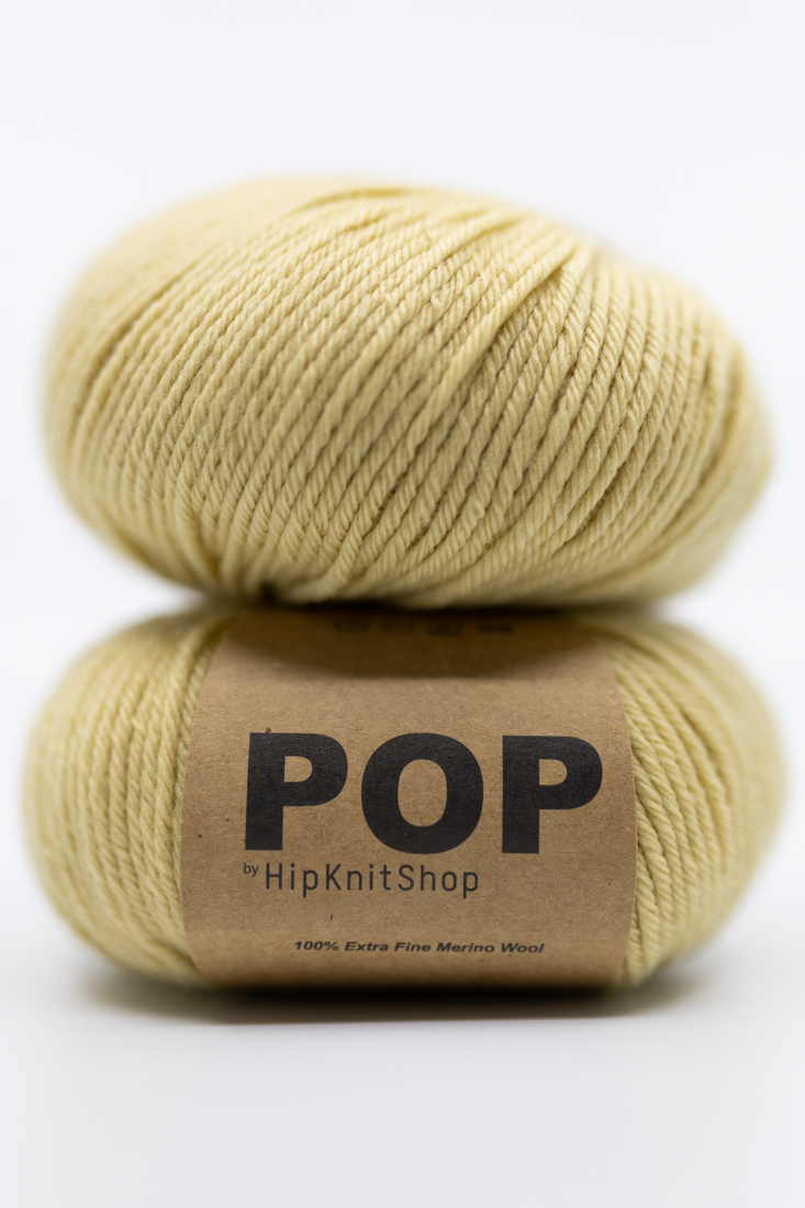 Pop merino butter cake yellow - HipKnitShop garn støvet gul / korngul merino garn. Fargerikt garn nettbutikk
