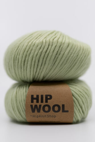 Pistachio green yarn knitting project thick needles. Wool yarn that doesn't itch. Hip Wool online store.