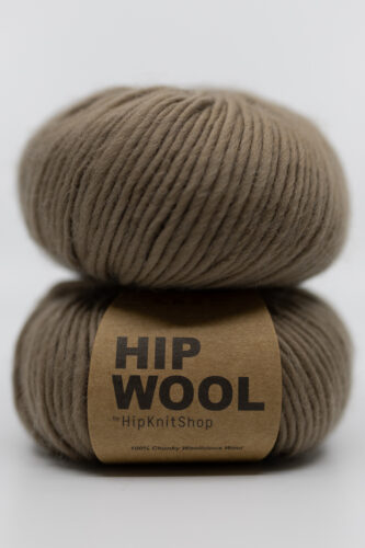 Wool yarn knitting on thick needles brown