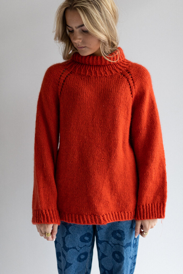 High neck sweater Summer rain pattern HipKnitShop