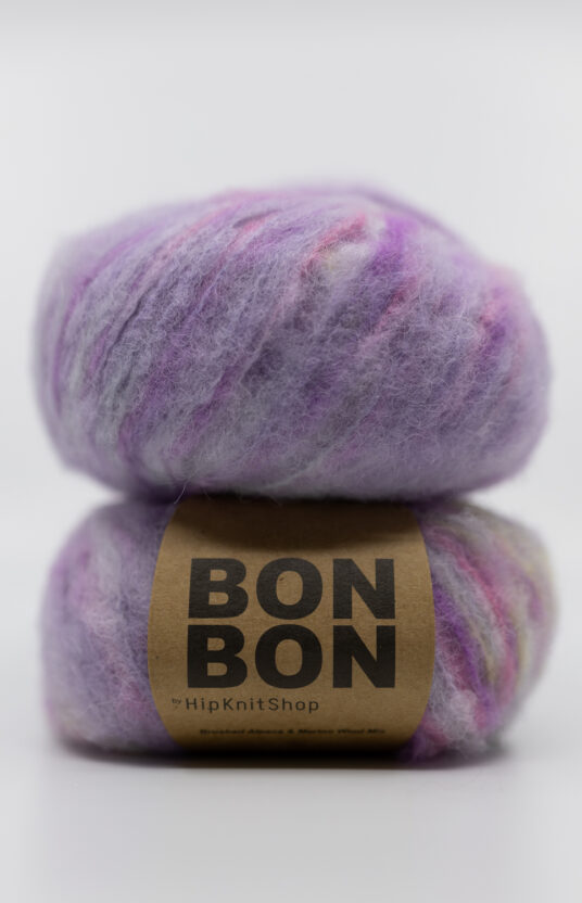 lilla håndfarget garn bonbon