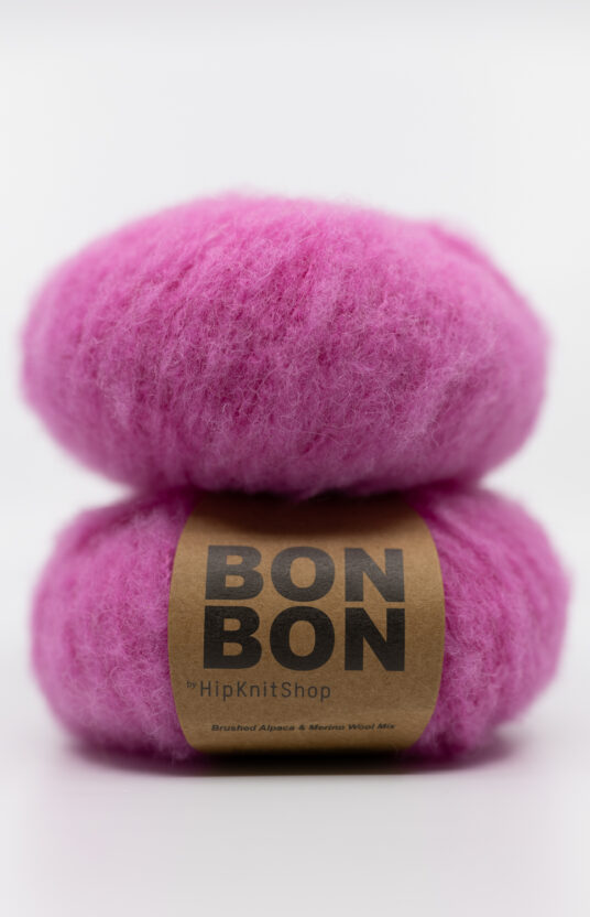 knallrosa garn børstet alpakka bonbon