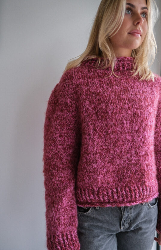 knit sweater melange pattern thick wool sweater for women. Colorful knit hiking sweater women. Knitting pattern women's sweater warm