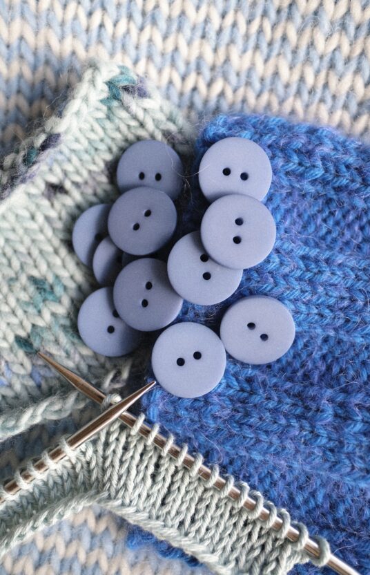Dusty blue buttons, soft blue buttons, pastel blue buttons, blue plastic buttons, buttons for knitted jacket, cardigan buttons, knitting buttons, two-hole buttons, buttons for sweater, muted blue buttons, cute knitwear buttons.