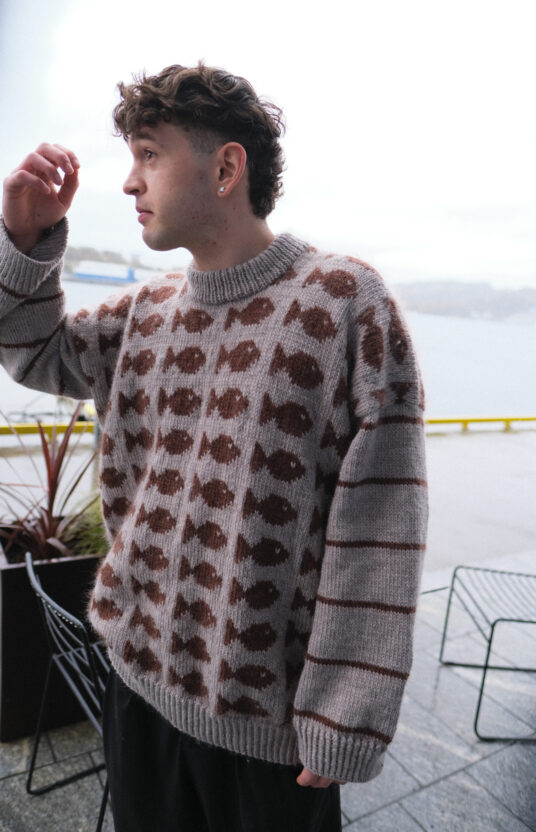 Men's sweater pattern and yarn. Fisherman's sweater knitting pattern