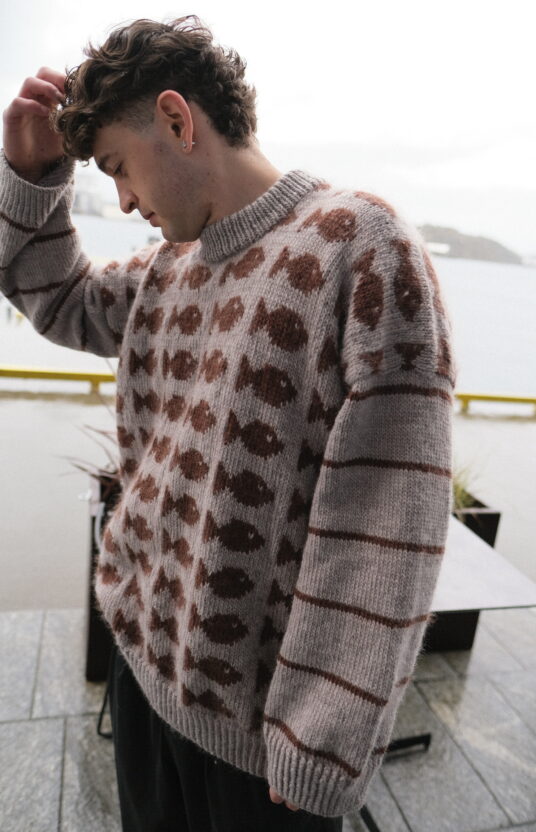Men's sweater pattern and yarn. Fisherman's sweater knitting pattern