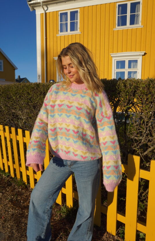 colorful knitted sweater pattern women. strikk til dame med mønster og farger i hip wool . Populære gensere dame