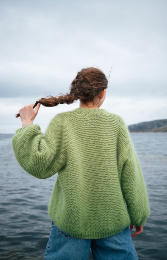 knitting pattern everyday sweater in garter stitch. Garter stitch sweater - textured sweater solid color top down. Popular knitting patterns for women. Knitting pattern womens sweater in garter stitches.