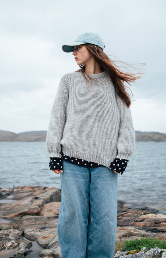 knitting pattern everyday sweater in garter stitch. Garter stitch sweater - textured sweater solid color top down. Popular knitting patterns for women. Knitting pattern womens sweater in garter stitches.