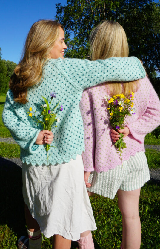Clara sweater knitting pattern - HipKnitShop knitting pattern with raglan shaping, sweater pattern with lace details, knitted sweater in soft, non-itchy wool yarn, Nordic snowflake pattern, two-tone sweater.